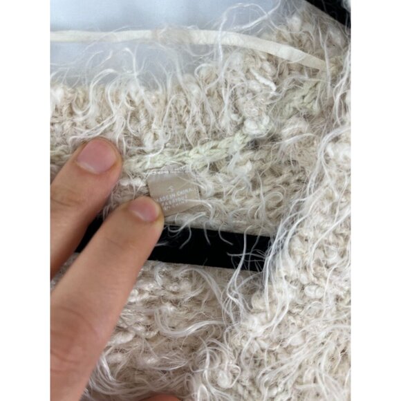 Anthropologie Knitted & Knotted Fuzzy Faux Fur V-Neck Women's Sweater - Picture 6 of 14